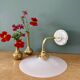Vintage white opaline wall lamp with elbow arm