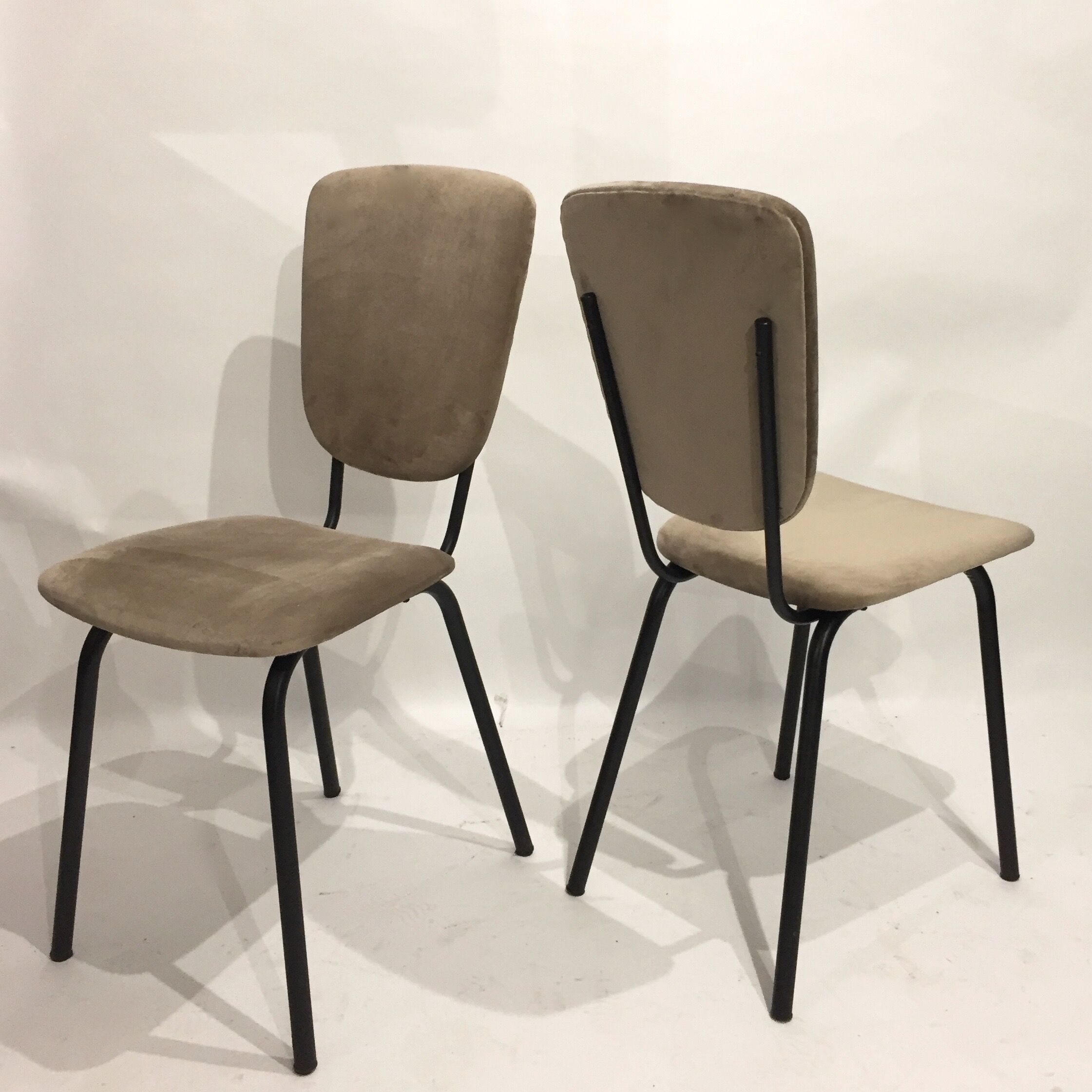 Pair of taupe velvet chairs