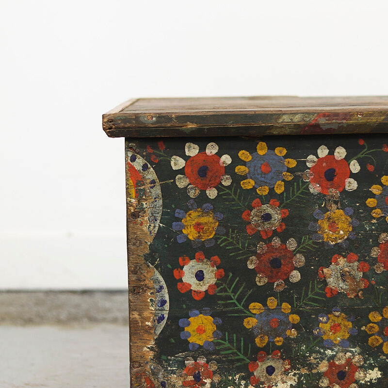 Antique Folk Art Painted bridal chest