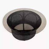 Rattan and smoked glass coffee table