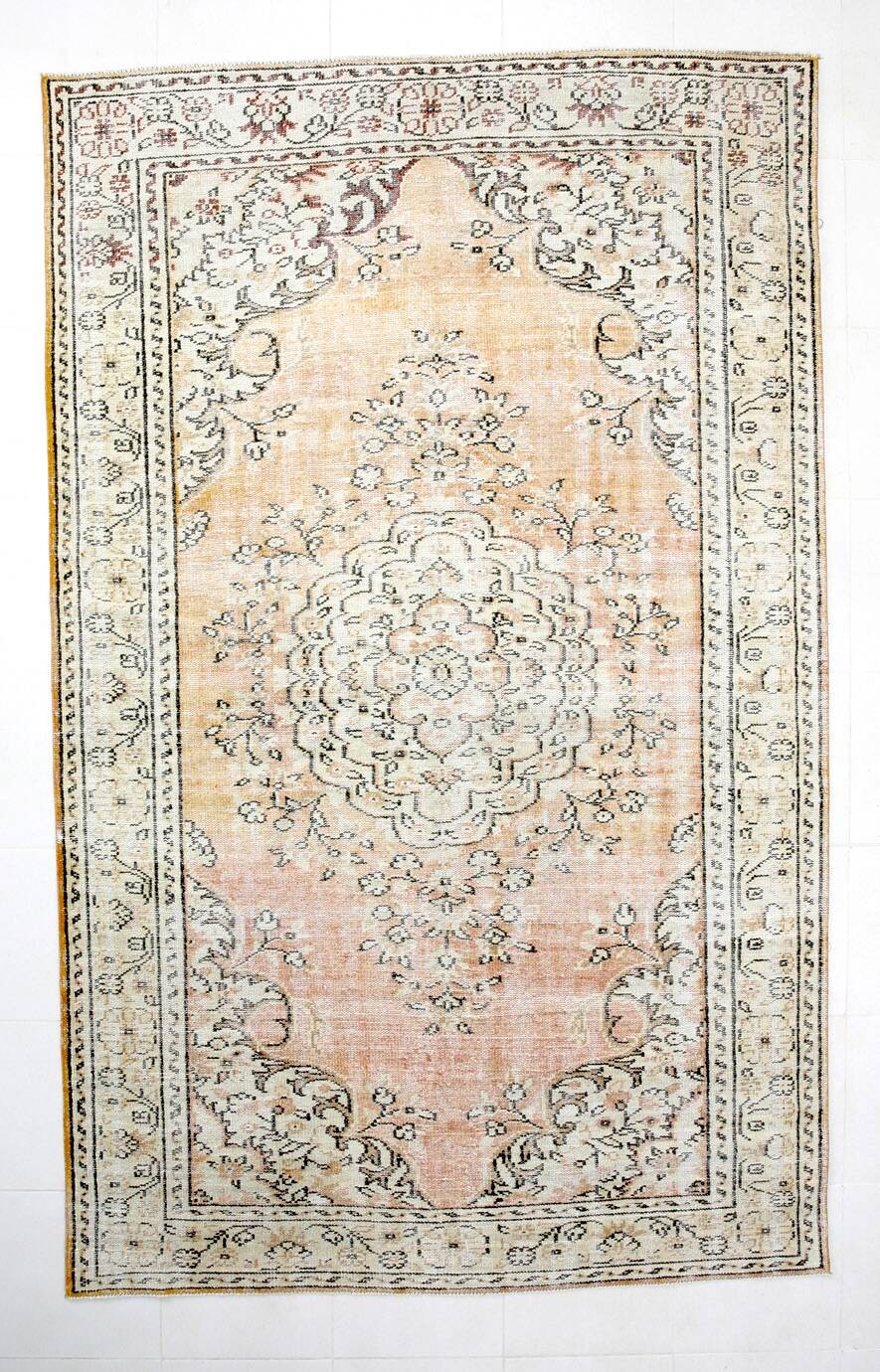 6x9 Turkish Apricot Oriental Vintage Rug, 180x289Cm