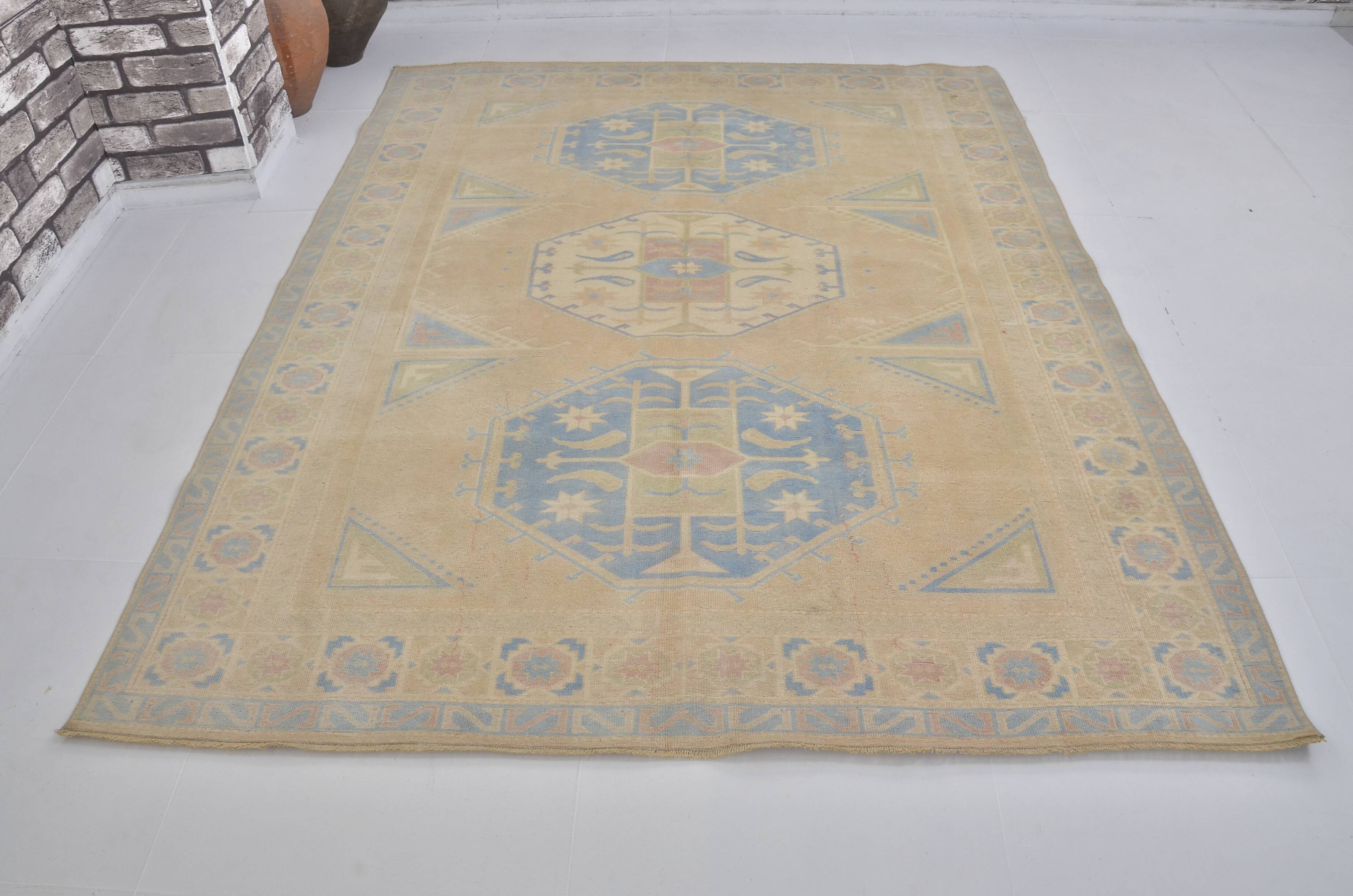 Bohemian Soft Colour Oushak Vintage Rug sku 2038