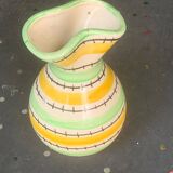 Green and yellow glazed ceramic vase, vintage pattern and design 1950/60