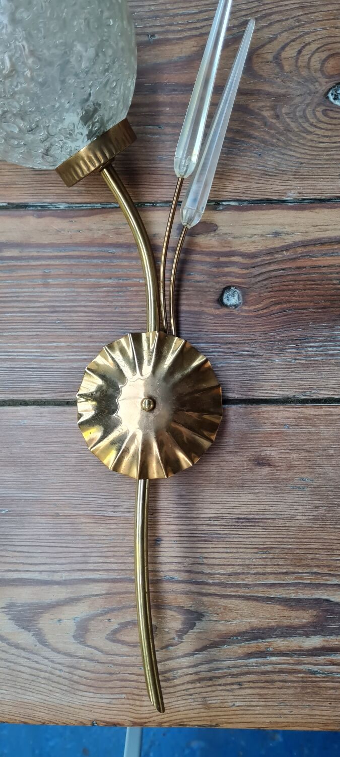 Pair of brass and glass sconces