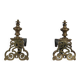 Pair of Chiselled Bronze and Wrought Iron Chenets in Louis XV Style