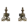 Pair of Chiselled Bronze and Wrought Iron Chenets in Louis XV Style