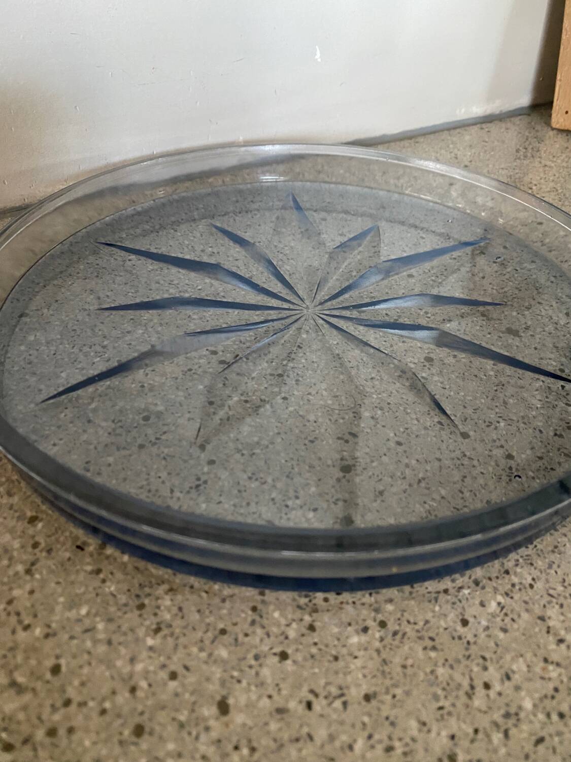 Art deco decanter and tray glass set