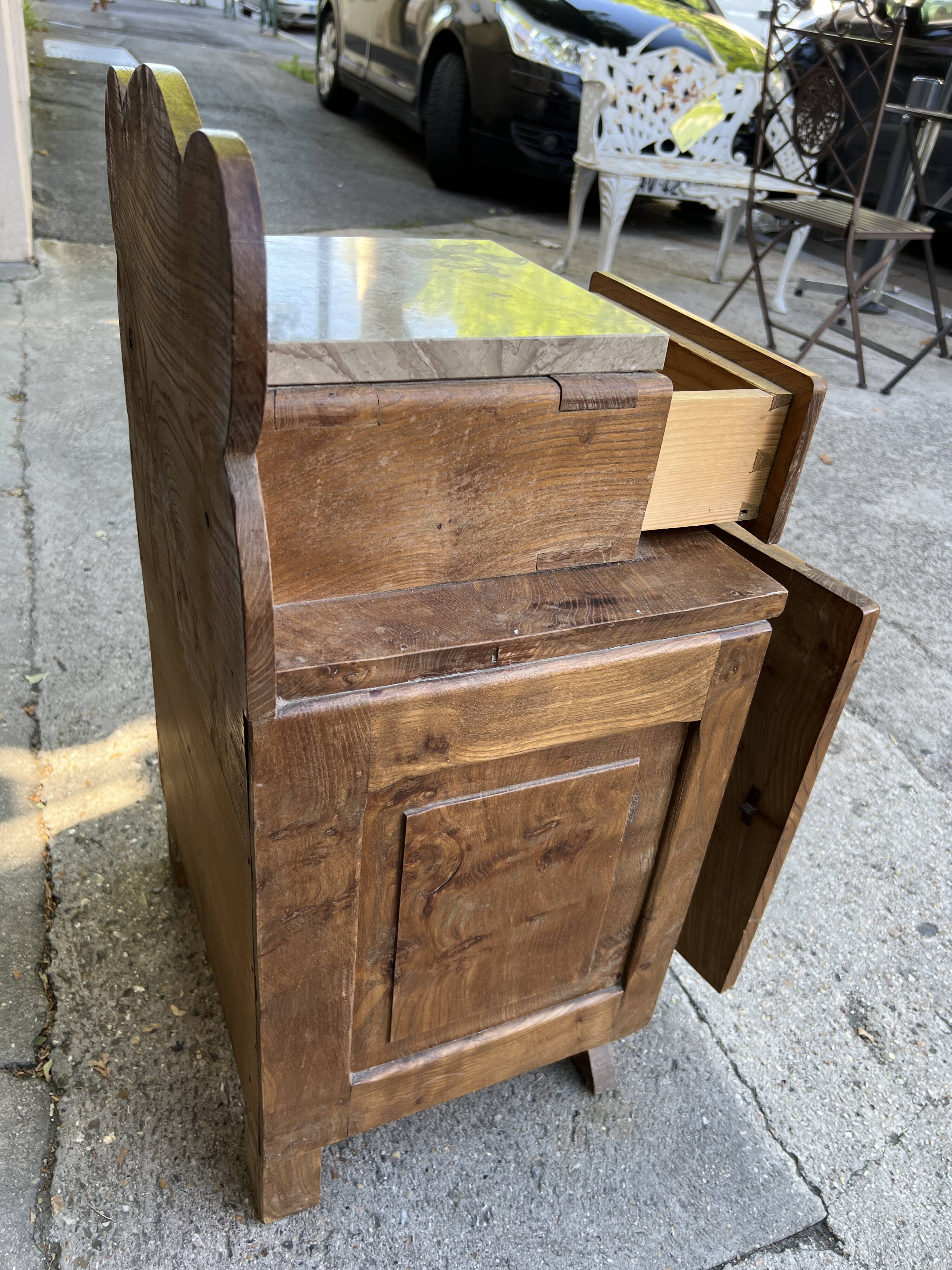 Art Deco bedside in oak and marble