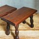 Pair of vintage solid turned wood footstools