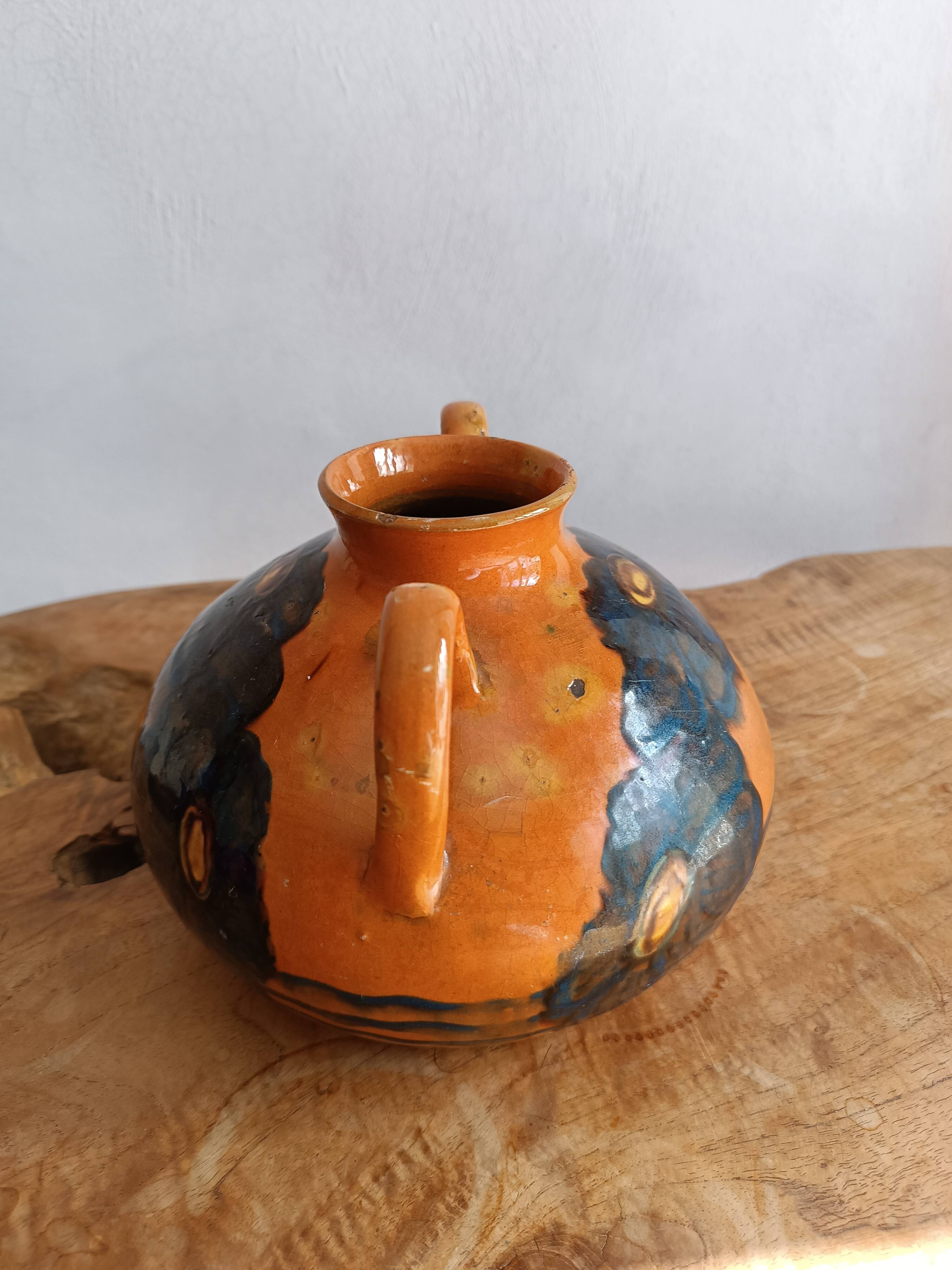 Emile SIMONOD (1893-1977) Glazed ceramic vase with handles Savoie France