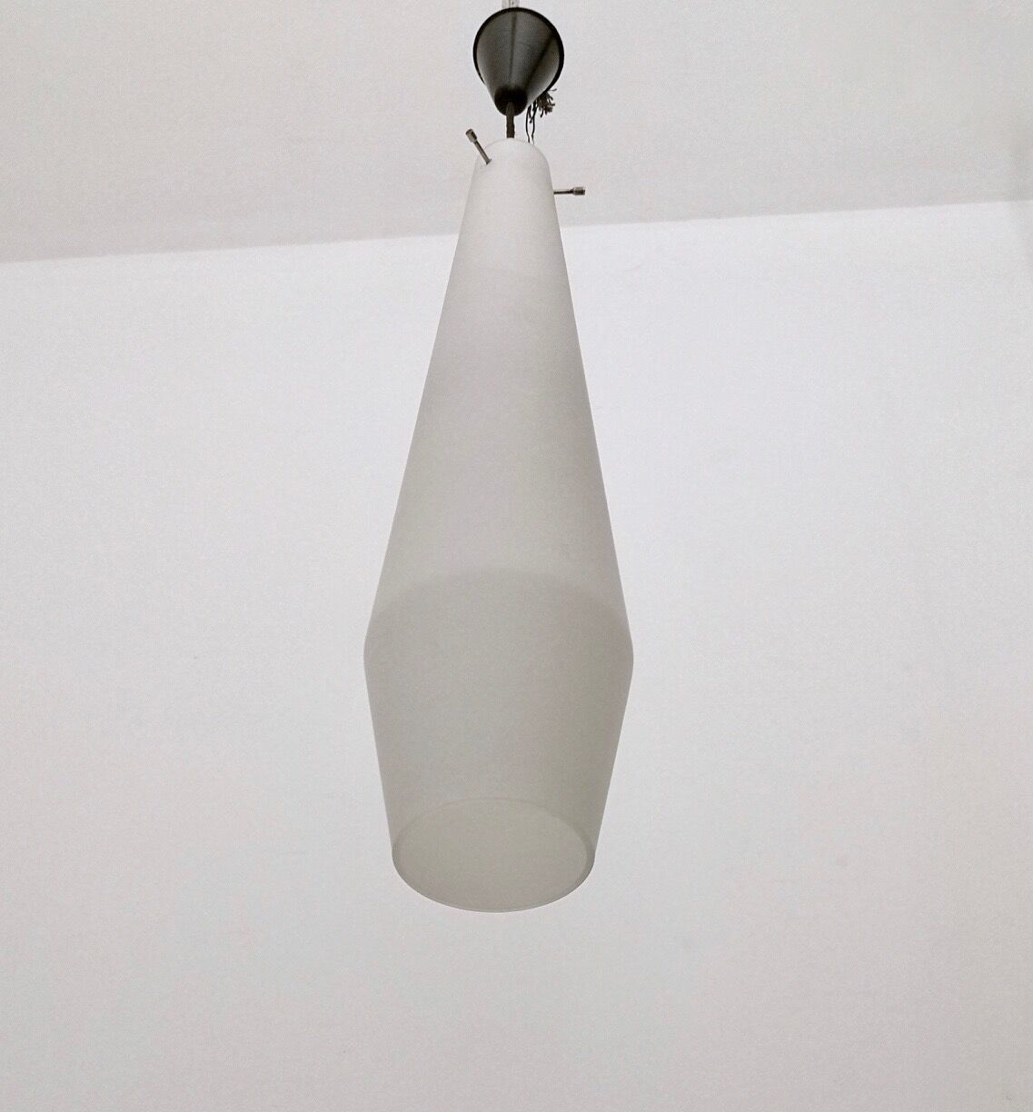 Vintage encased glass and brass pendant by Stilnovo, Italy