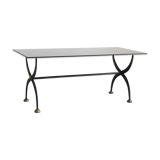 Table en fer forgé avec verre laqué noir, Italia années 1970