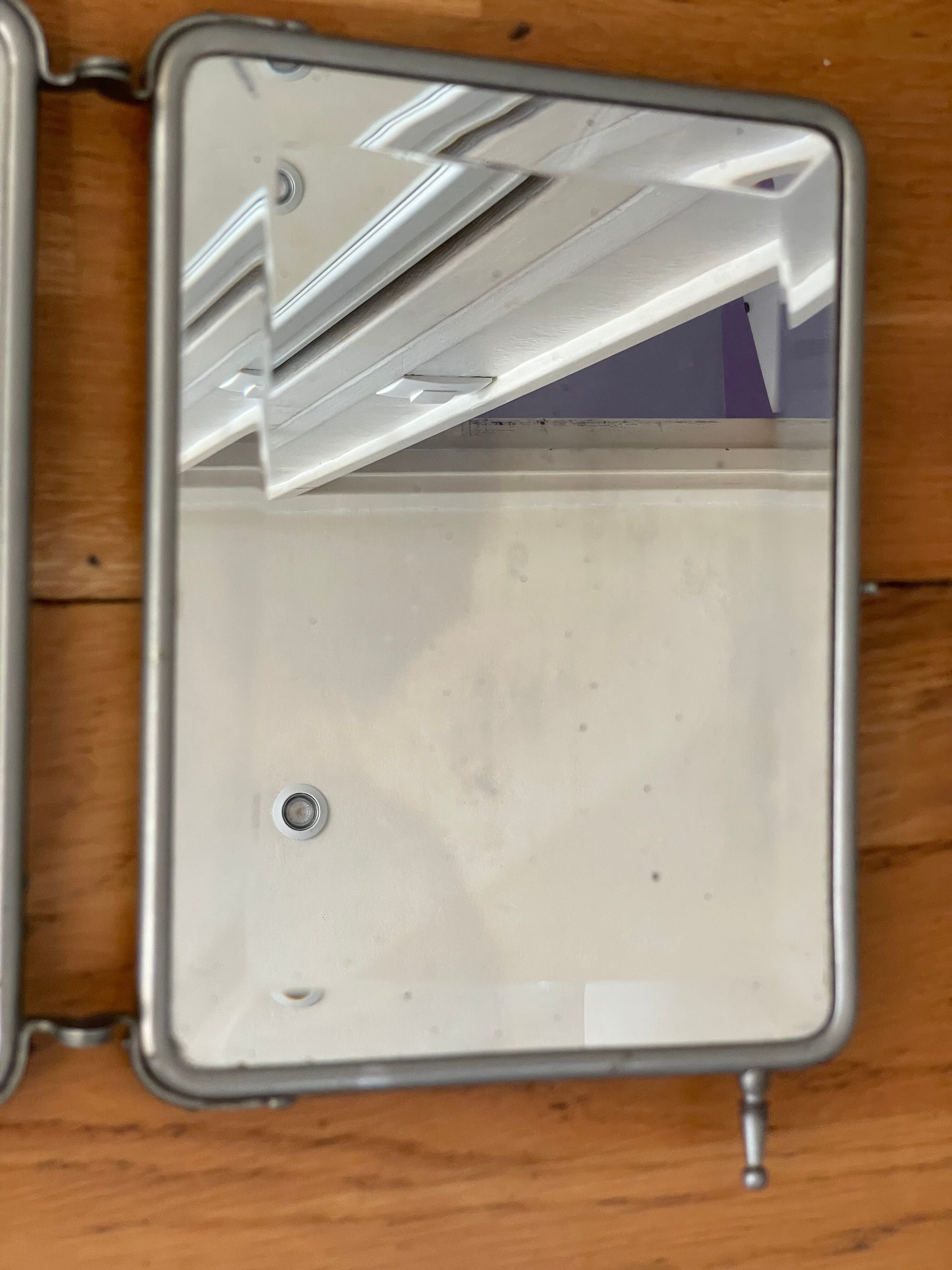 Mirror triptych barber beveled glass on stand