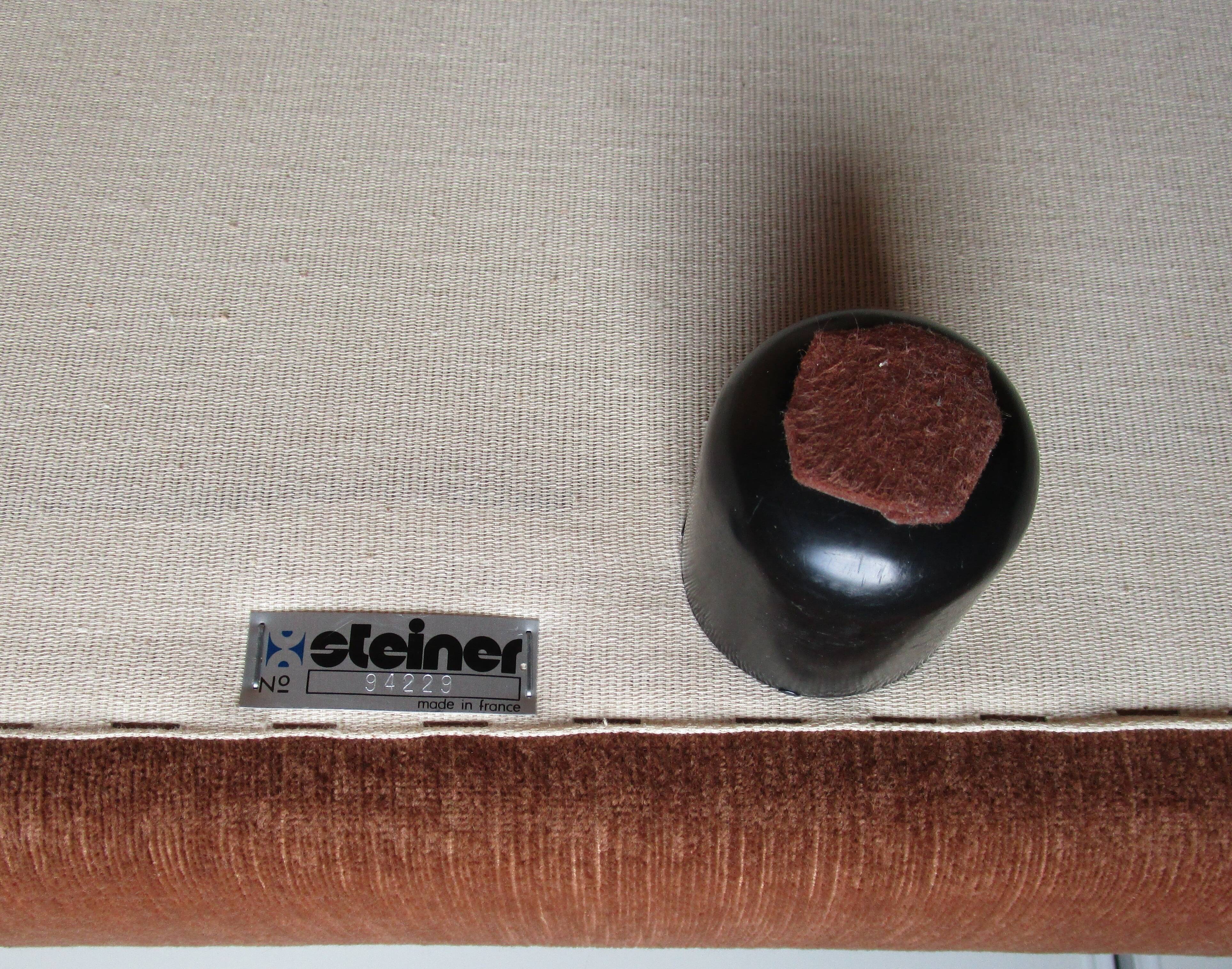 Steiner velvet chocolate sofa, 70s