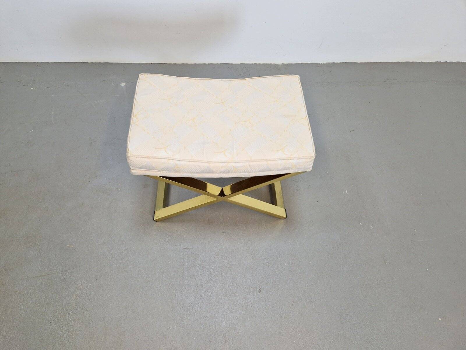 Vintage Regency Brass Cross Stool, Italy, 1970s