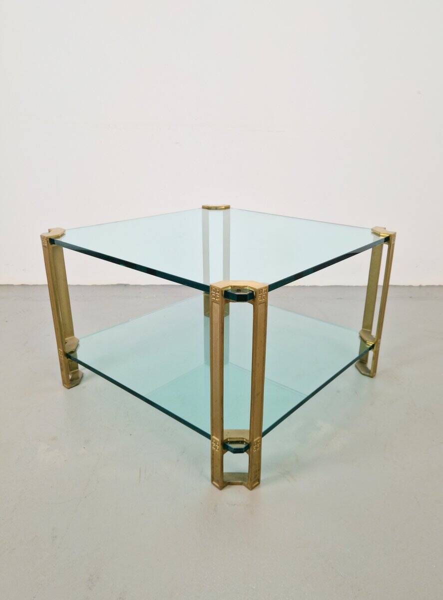 Regency Model T24 Coffee Table in Brass and Glass by Peter Ghyczy, 1970s