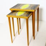 Set of 2 vintage nesting tables with mosaic top, 1970s