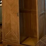 Armoire penderie vintage en chêne brut - portes coulissantes