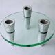 Glass circle candle holders, 3 flames, Denmark, 1970