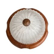 Italian ceiling lamp from the 1970s | ice glass and wood Mid Century Modern