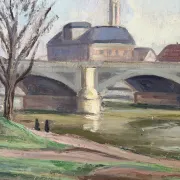 Bridge on the Seine, oil on panel signed A Graves