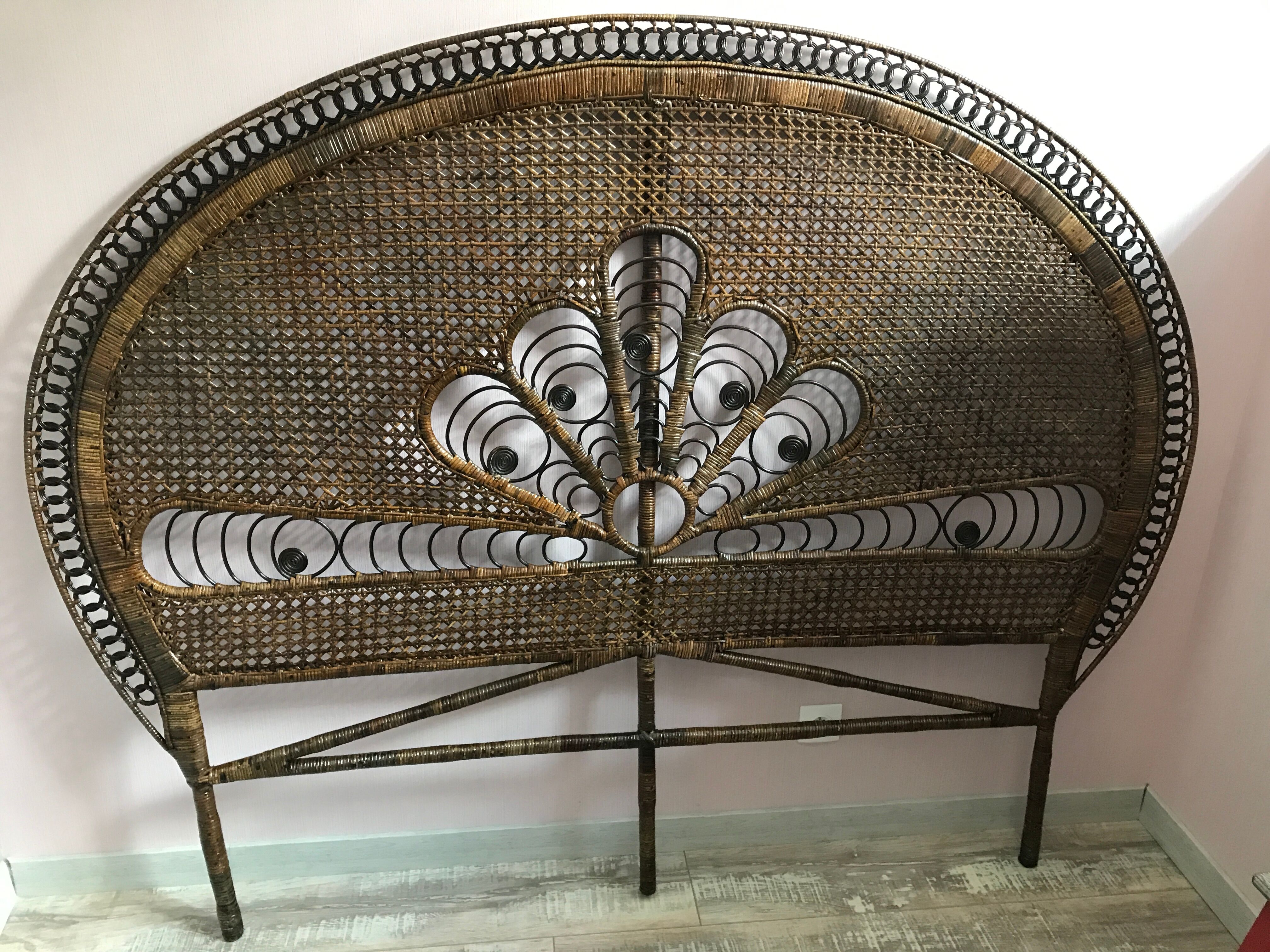 Peacock rattan bedhead