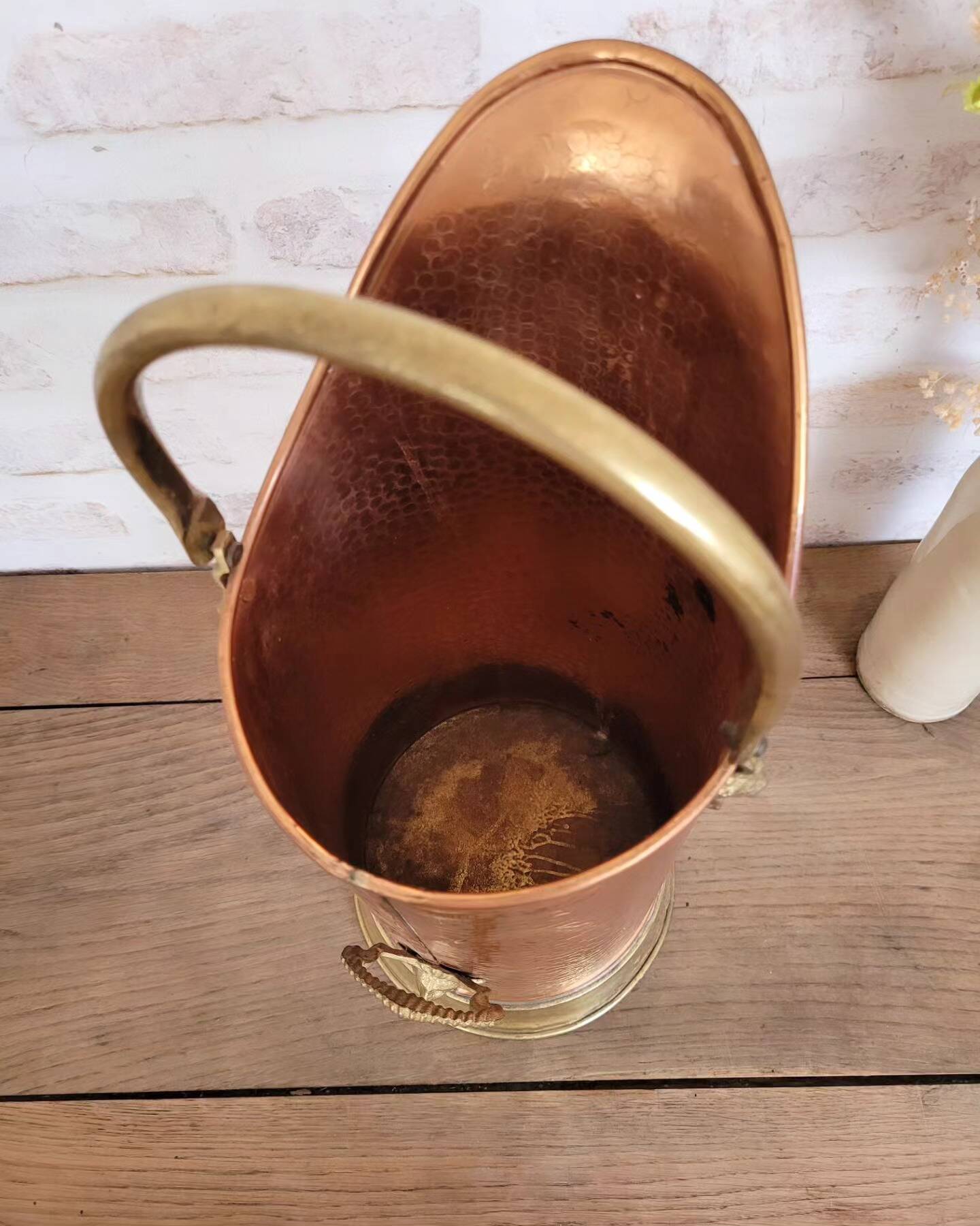 Old copper coal bucket