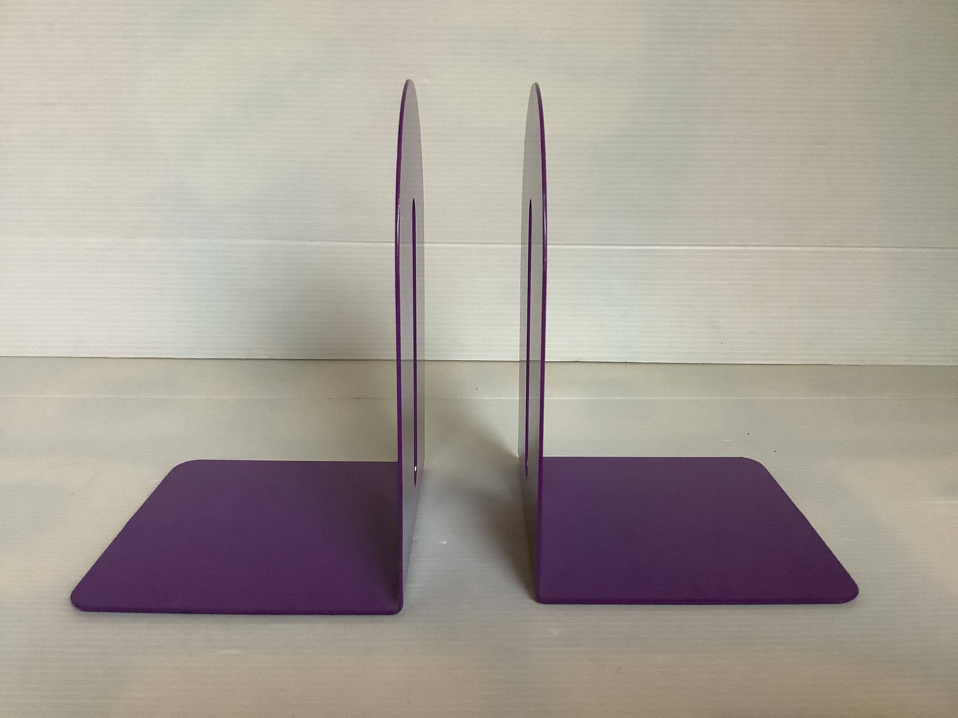 Pair of purple pop mauve metal bookends