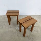 Brutalist oak stool