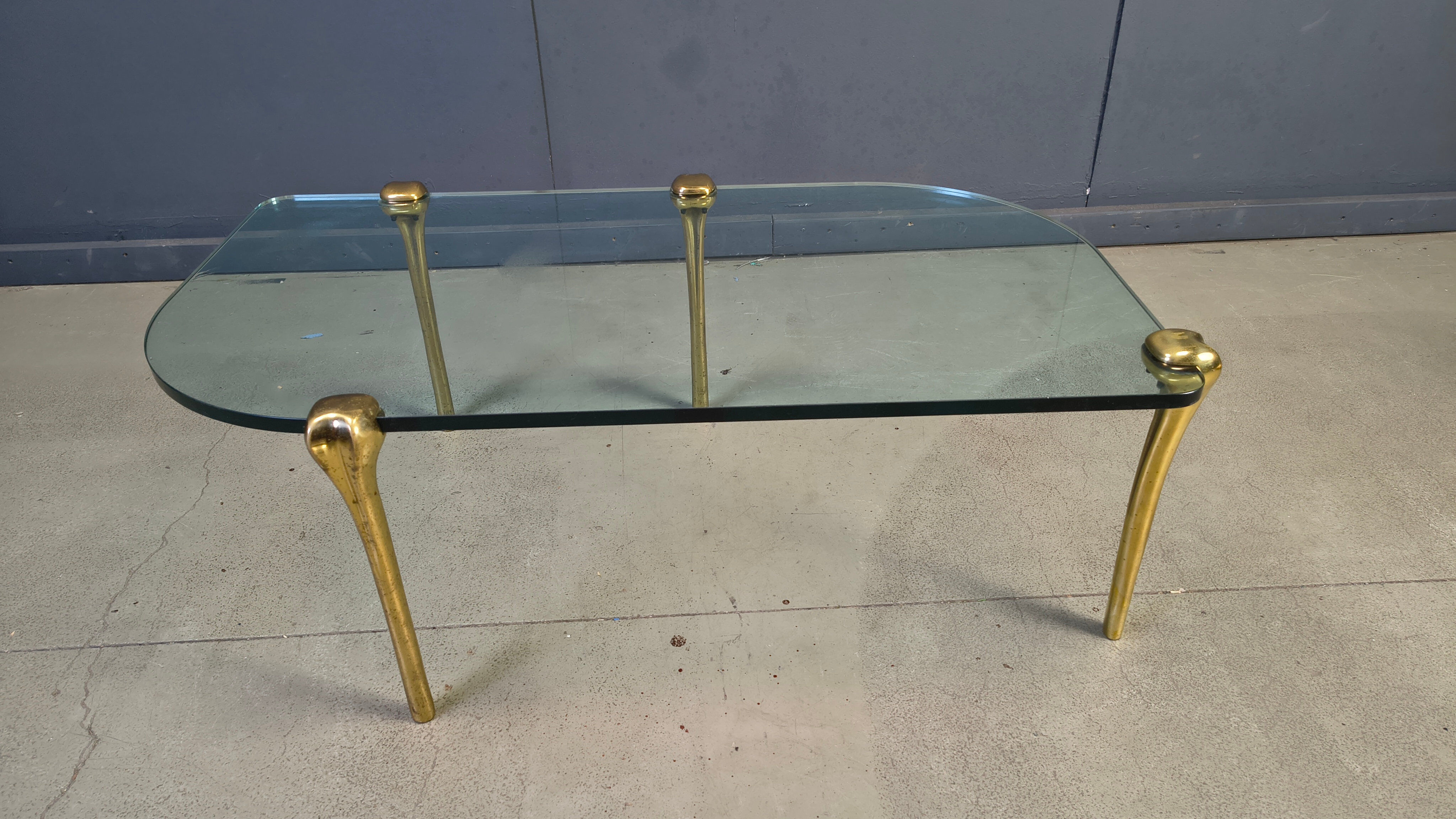 Brass and glass coffee table, 1970s
