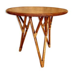 Table vintage en bambou et rotin