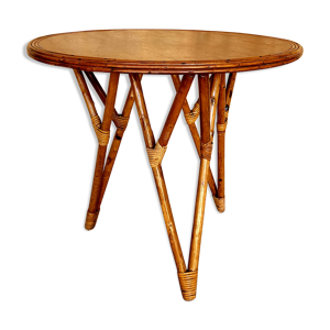 table vintage en bambou - rotin