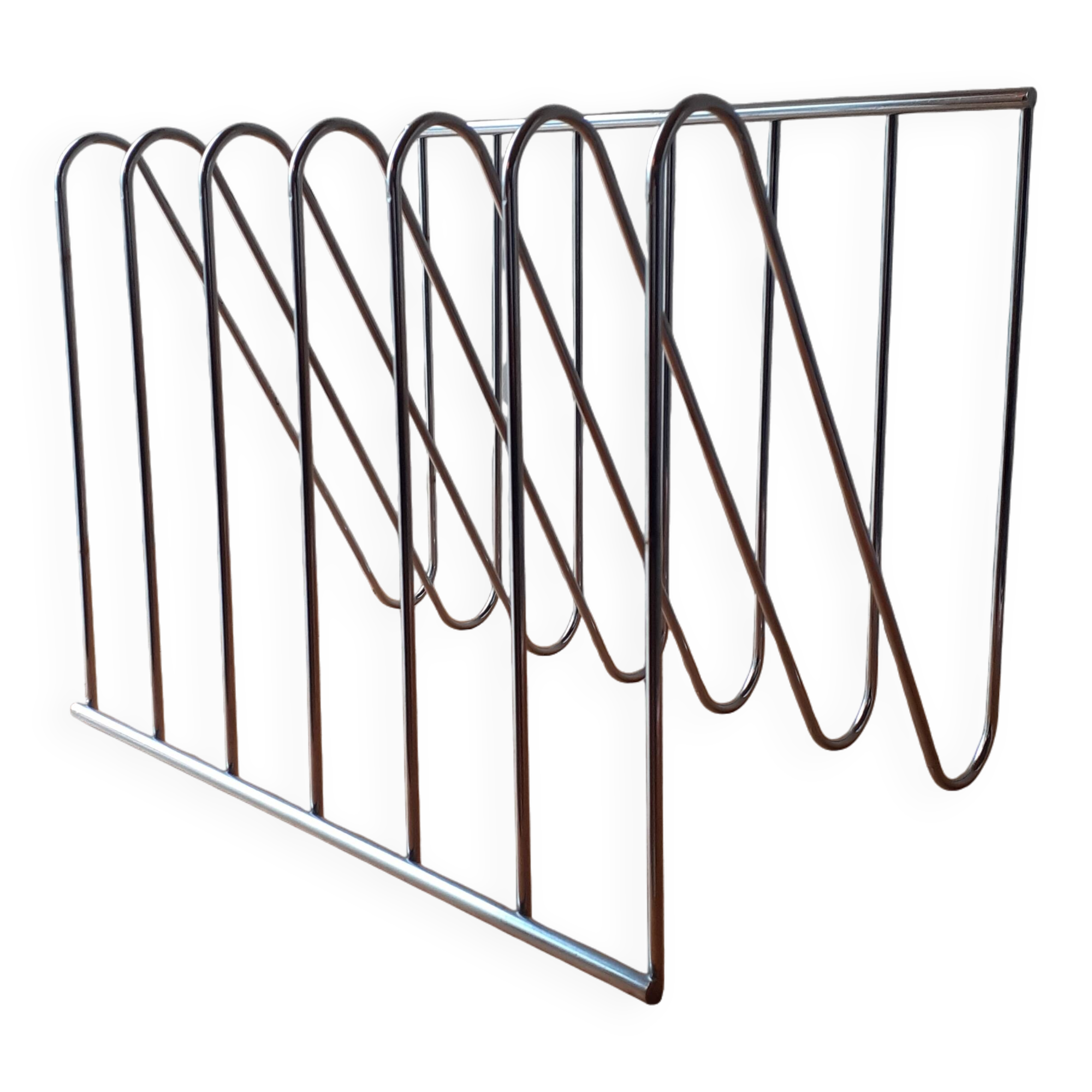 Magazine or vinyl holder - chrome steel design