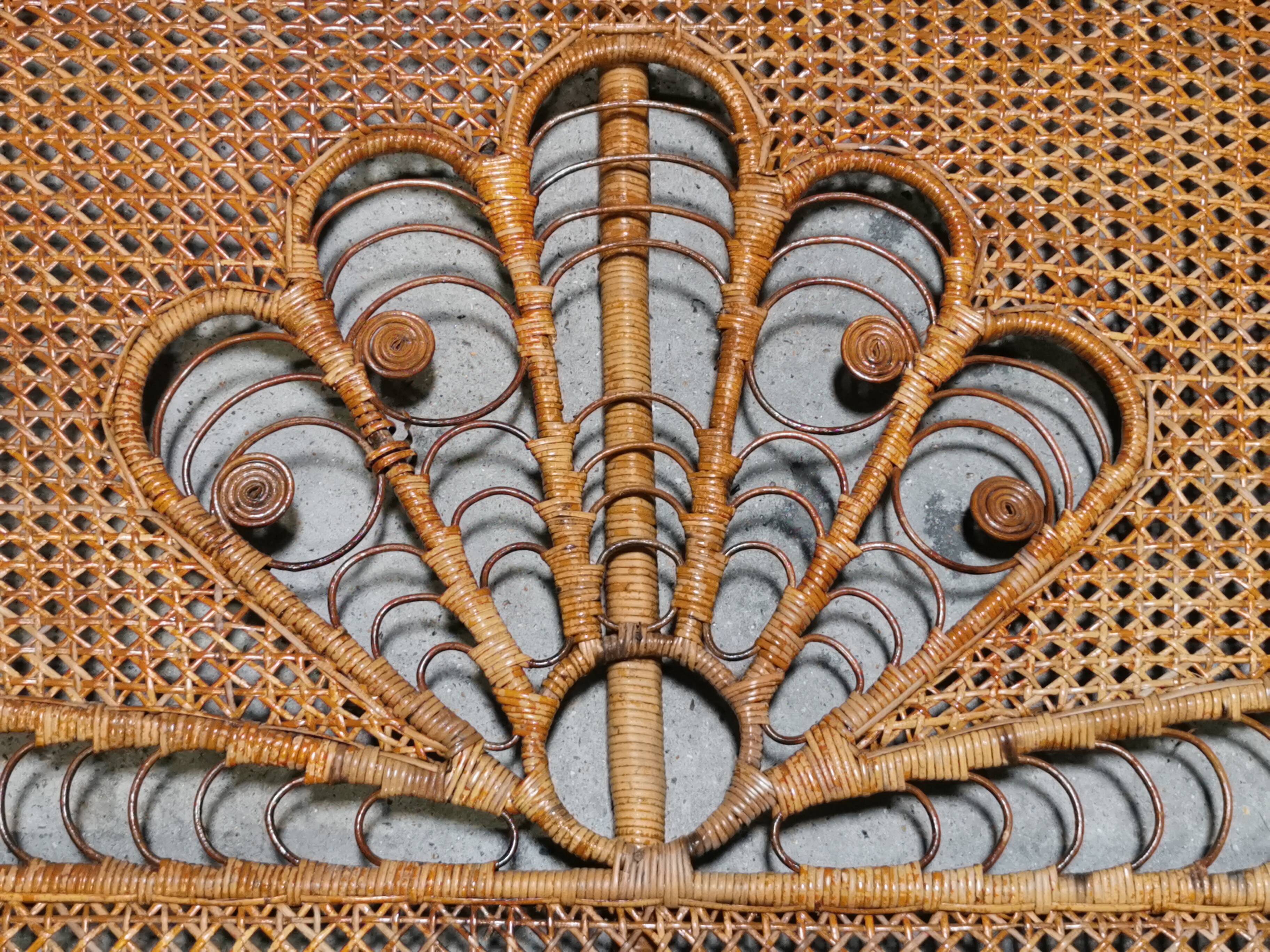Emmanuelle peacock rattan and cane headboard 1960