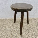 Tabouret tripode en bois massif 1950