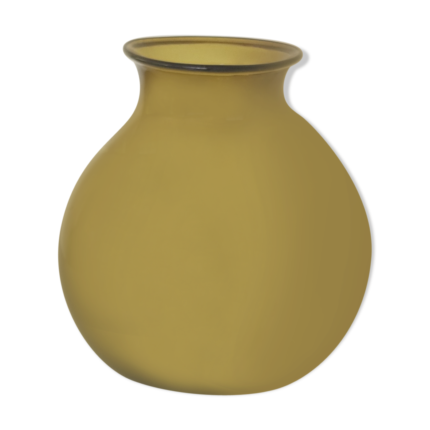 Amber green brown ball vase