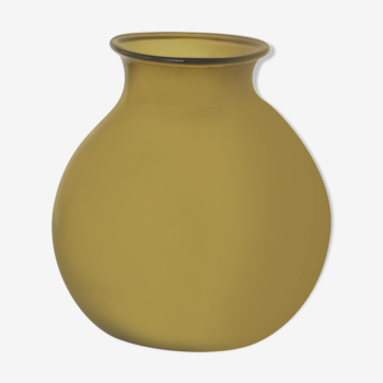 Amber green brown ball vase