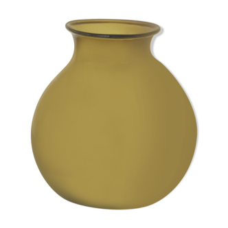 Amber green brown ball vase