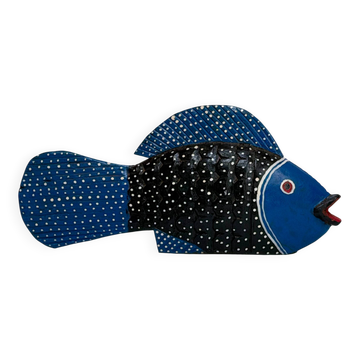 Poisson Bozo en bois peint (Mali)