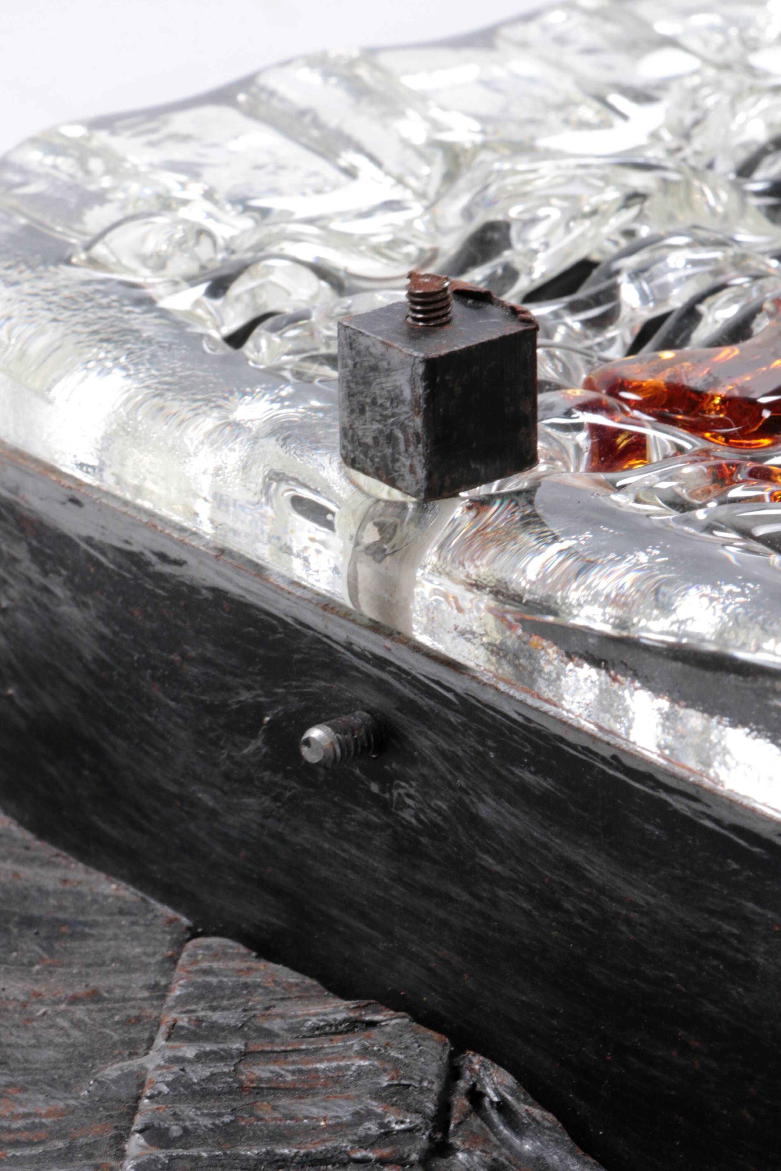 Brutalist wall lamps murano glass by Albano Poli for Poliarte, 70s, set of 2.