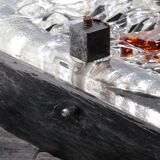 Brutalist wall lamps murano glass by Albano Poli for Poliarte, 70s, set of 2.