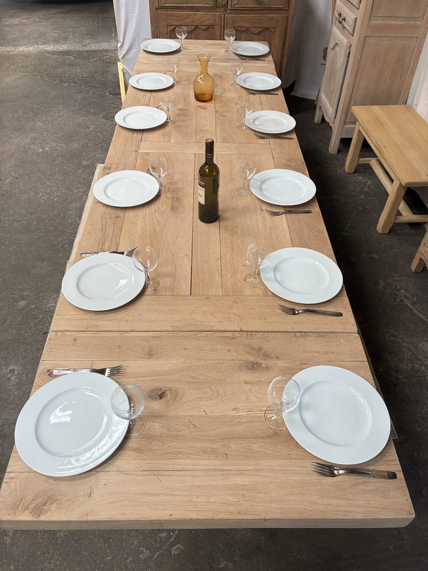 Monastery table in solid oak with extensions.