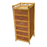 Mid-century rattan highboy / tallboy chest of drawers by Angraves, England, 1970