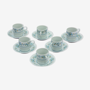 Set de 6 tasses à café porcelaine de Limoges Tharaud modèle Sylvia