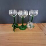4 engraved Alsatian digestive glasses from the 70s