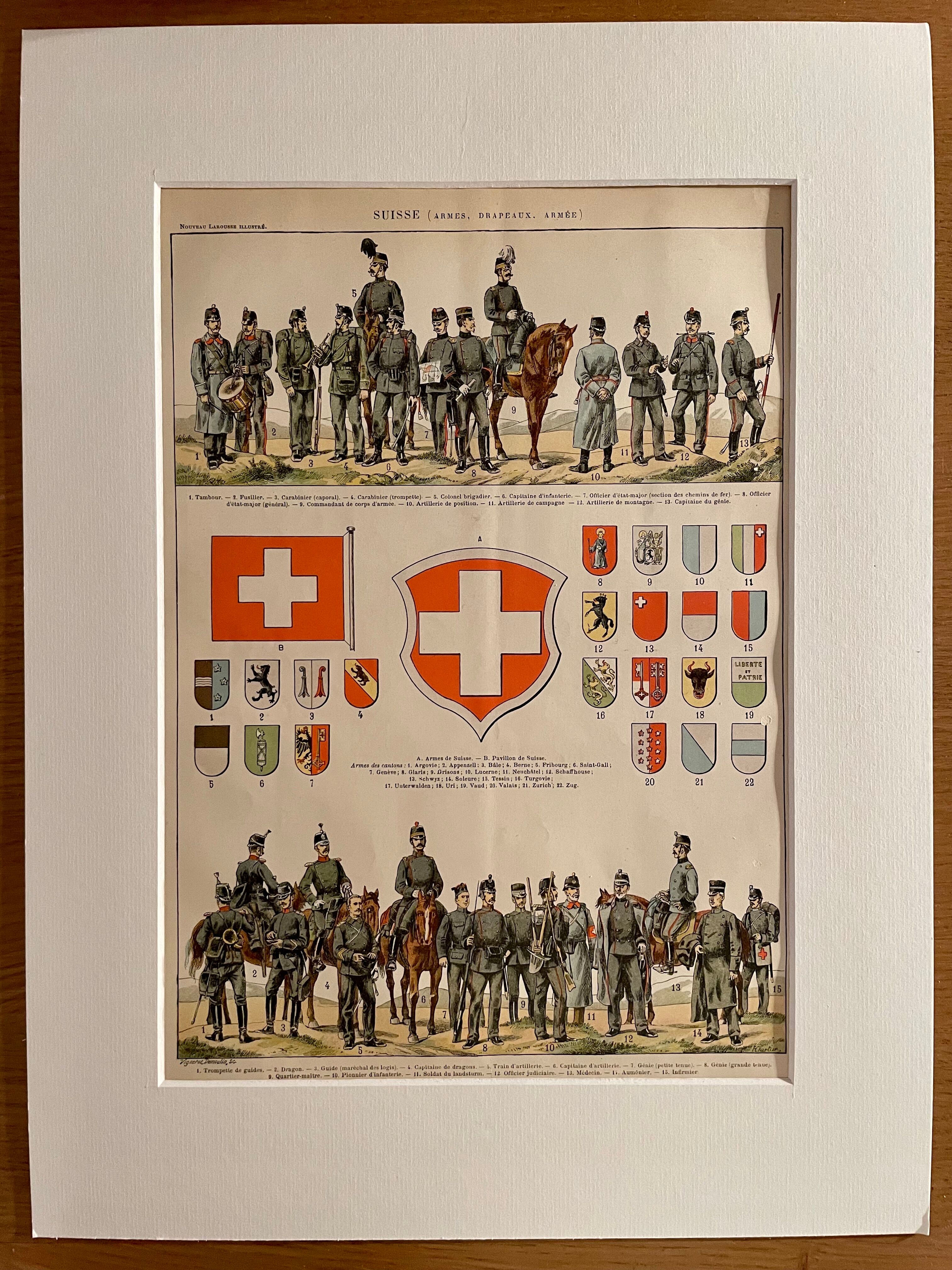 Lithograph engraving on Switzerland from 1897
