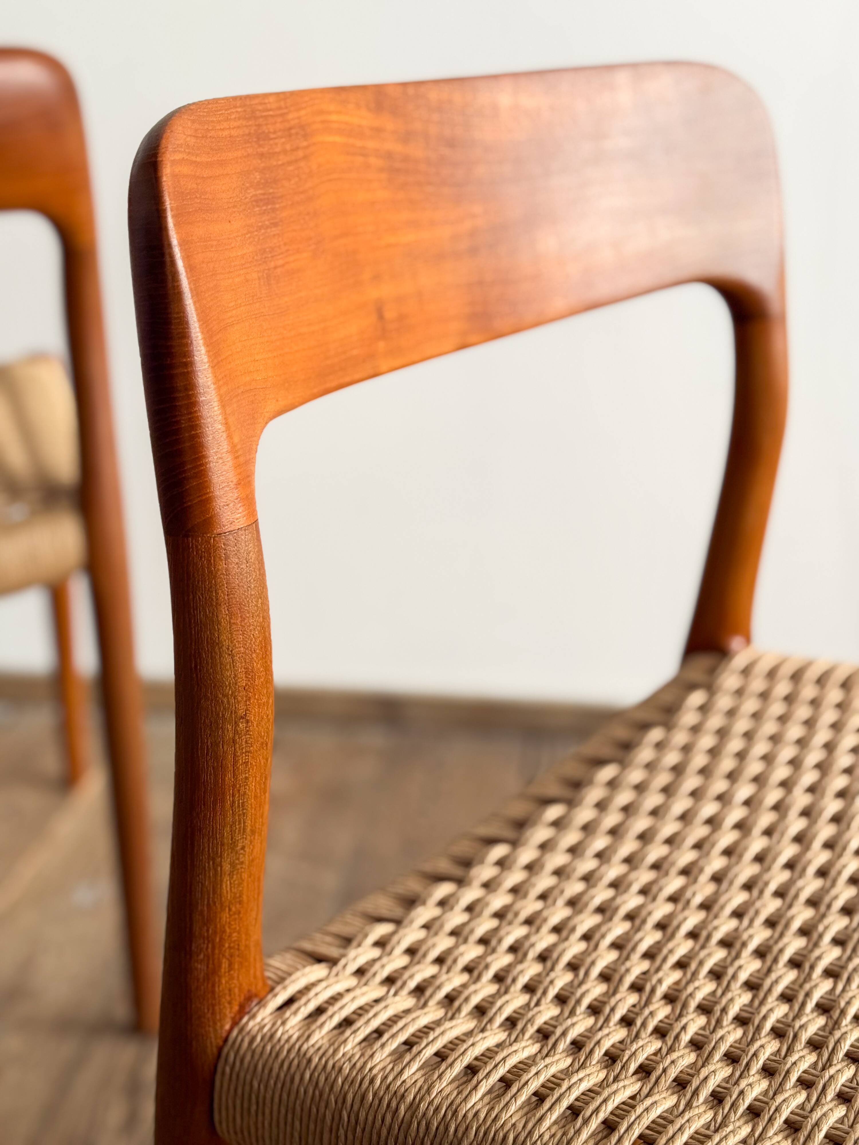 Set of 4 chairs #75 in teak by Niels O. Møller, JL Moller, Mid Century