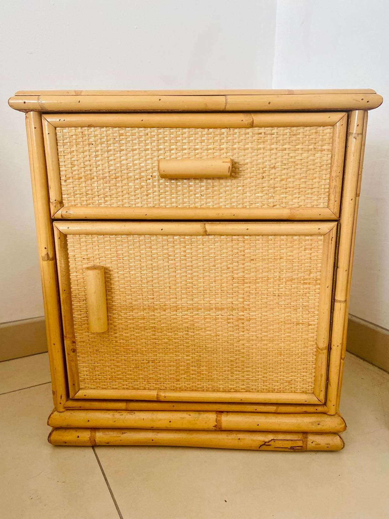 Bedside rattan bedside table