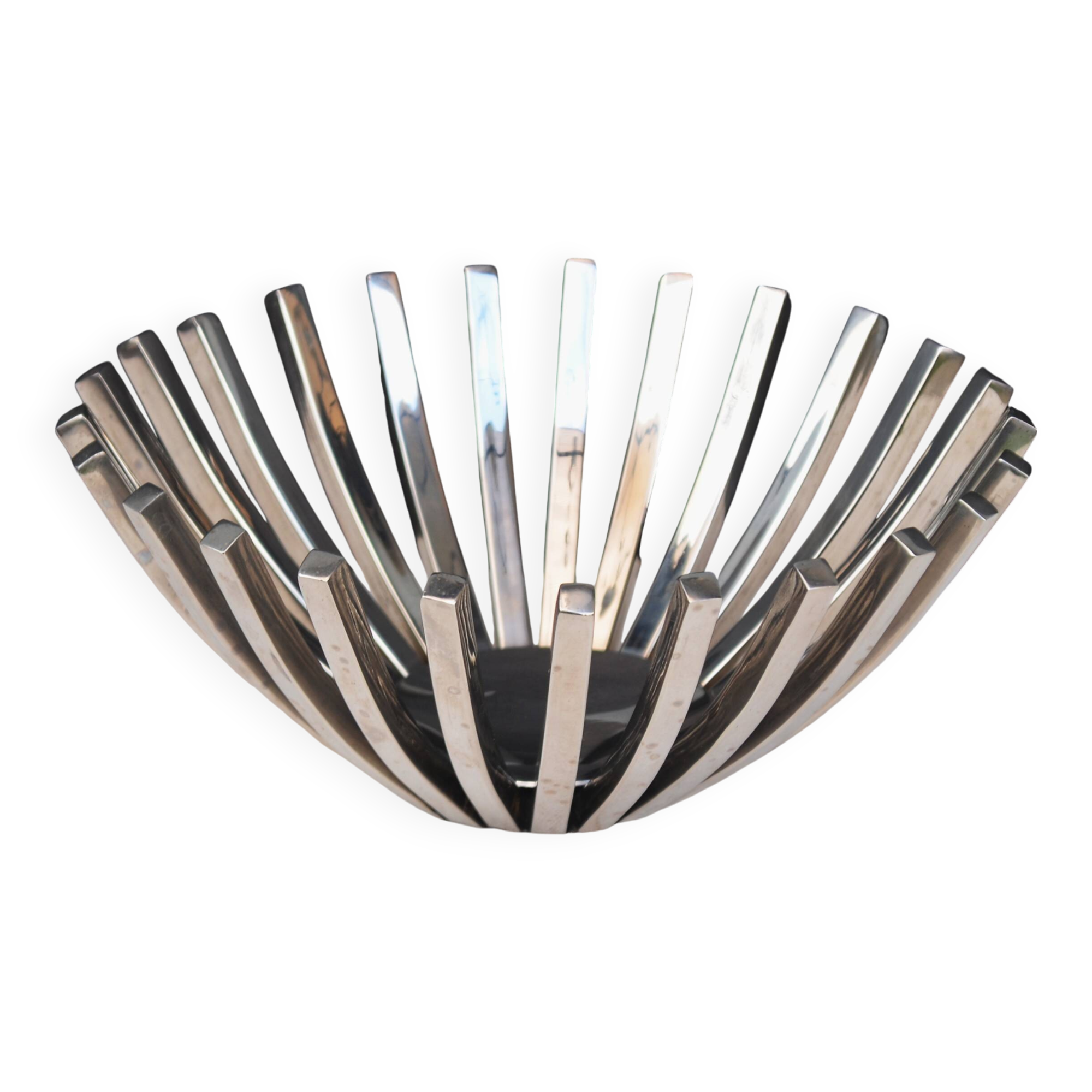 Mid Century Modernist Chrome Basket Centerpiece Bowl