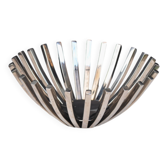 Mid Century Modernist Chrome Basket Centerpiece Bowl